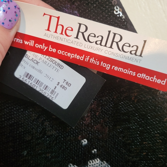 NWT MAJE BLACK/SILVER TWO TONE SEQUIN DRESS - Picture 10 of 10